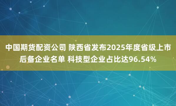 中国期货配资公司 陕西省发布2025年度省级上市后备企业名单 科技型企业占比达96.54%