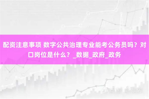 配资注意事项 数字公共治理专业能考公务员吗？对口岗位是什么？_数据_政府_政务